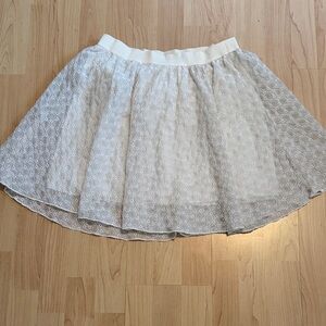 Off White Eyelet A-Line Skirt